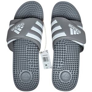 adidas‎ ADISSAGE Adjustable Rubber Slides Gray/White Men's 18 NIB